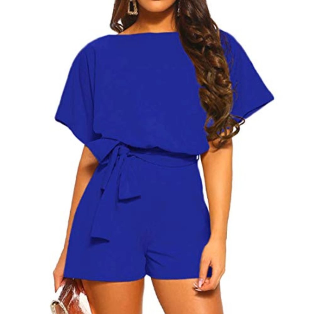 NWOTDevon Aoki Women's Short Casual Beach Romper - Royal Blue - XXL